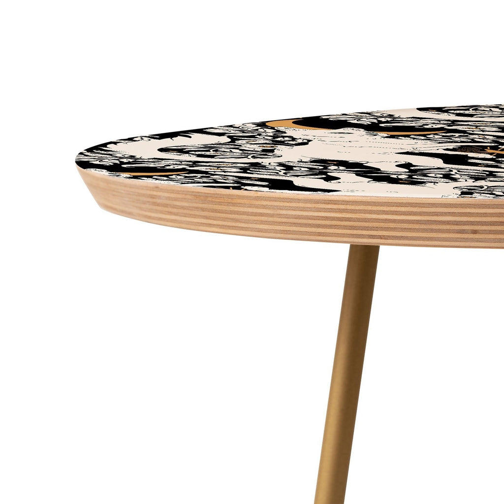 Avenie Celestial Cats Gold Round Side Table