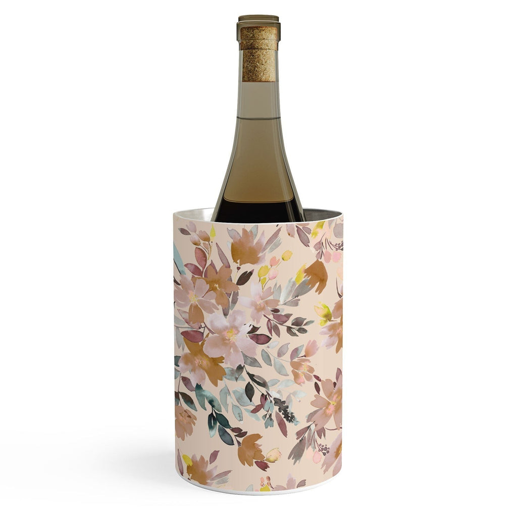 Ninola Design Botanic Retreat Floral Oleander Whimsical Soft Pink Wine Chiller