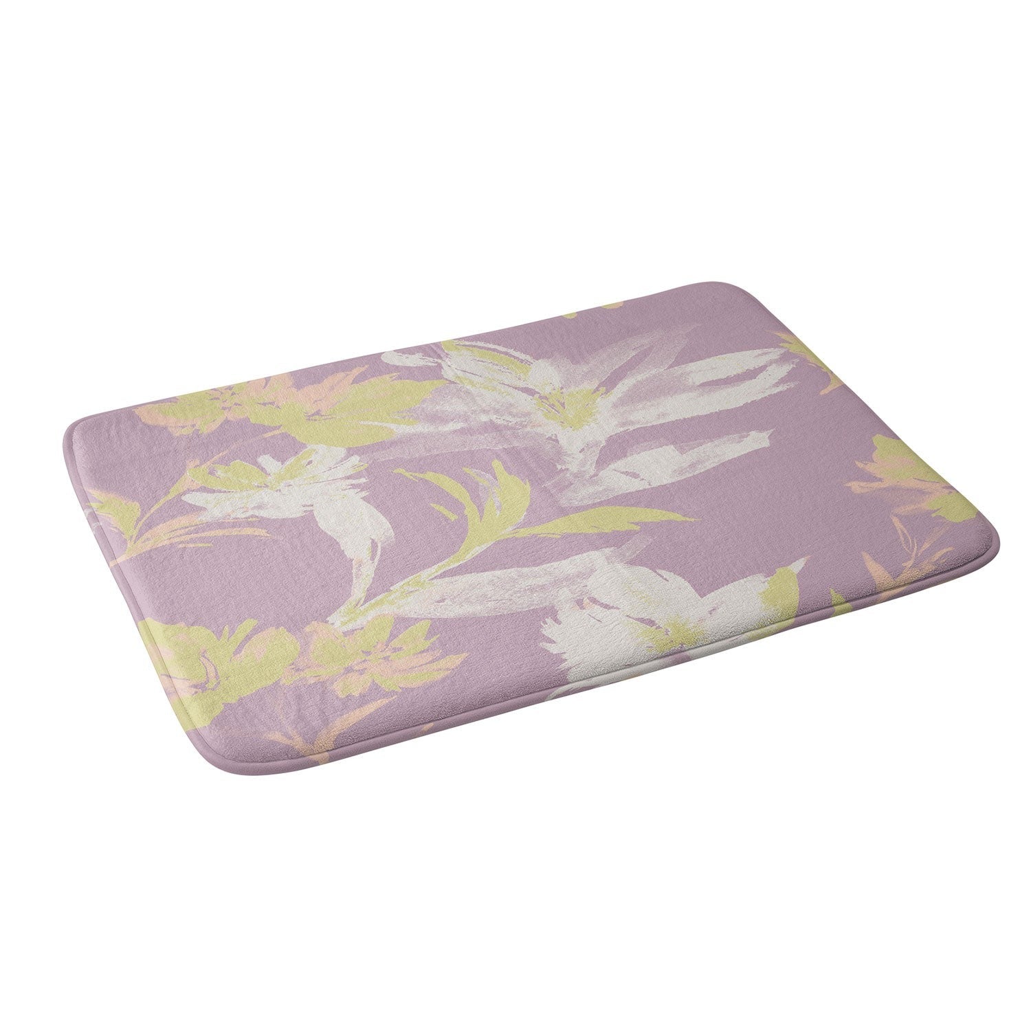 Gabriela Fuente Emma Lilac Floral Memory Foam Bath Mat