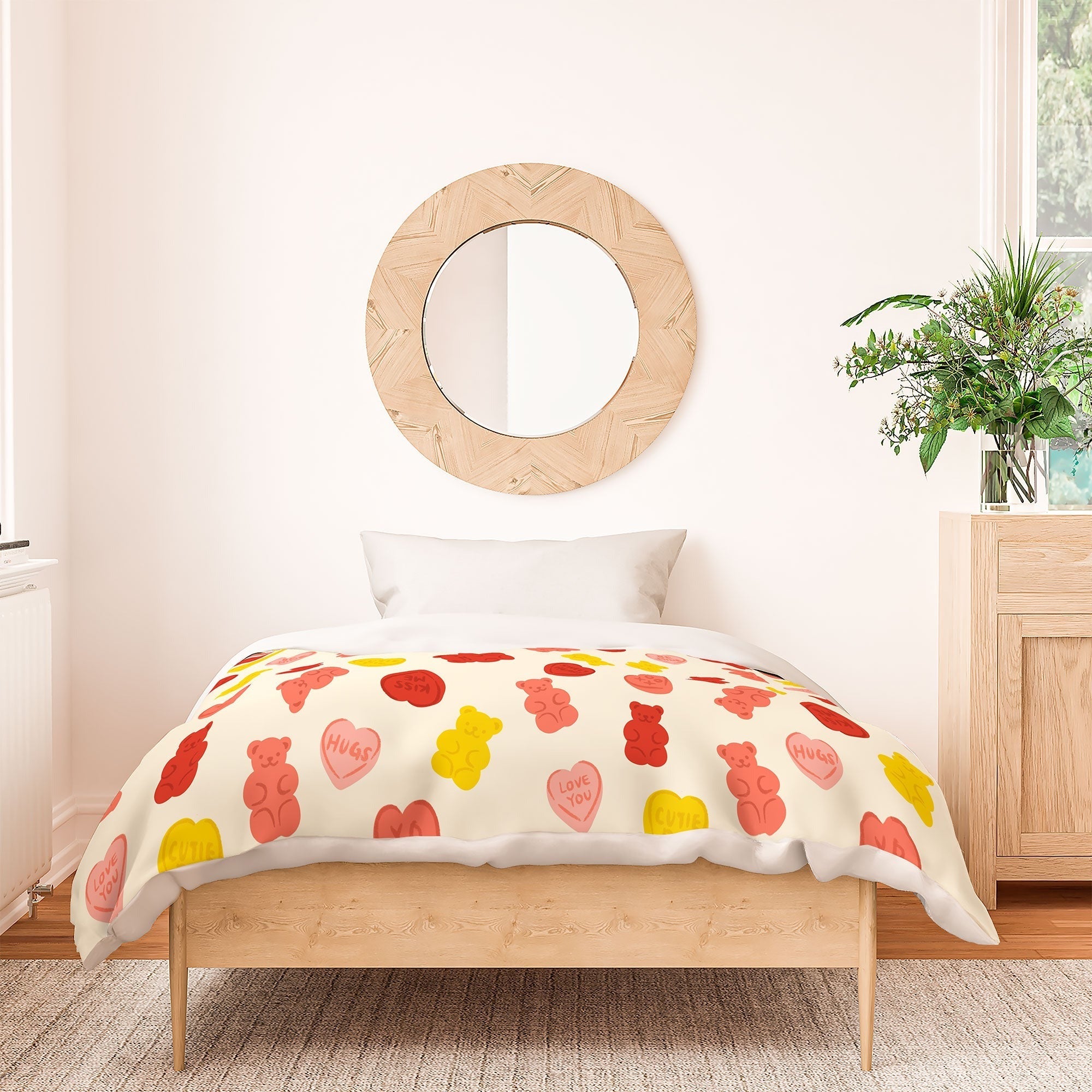 Design by Spark Gummy Bears and Candy Hearts Valentines Duvet Cover
