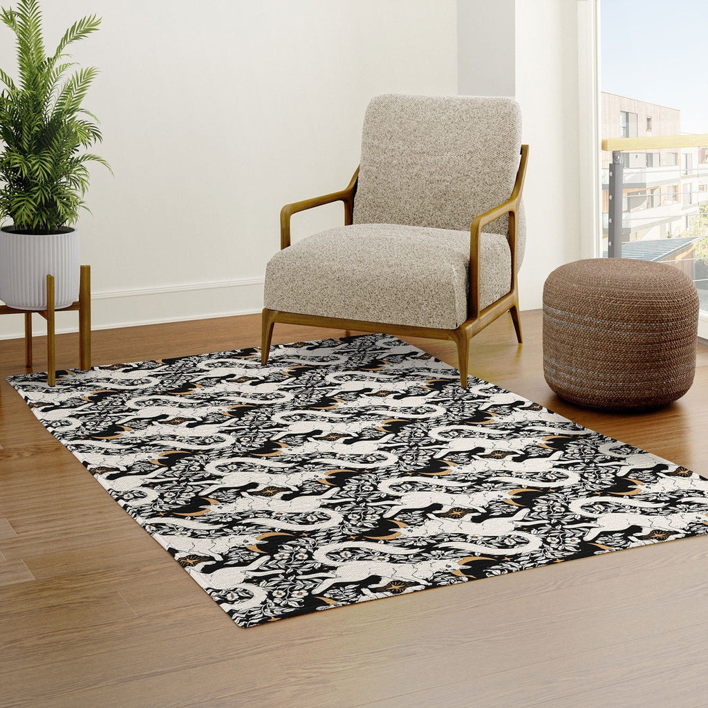 Avenie Celestial Cats Gold Area Rug