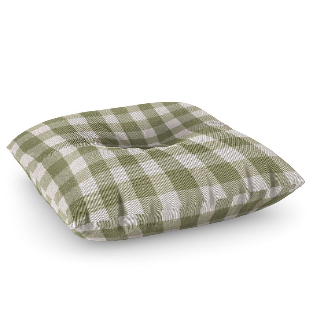 Menina Lisboa Rustic Green Plaid Floor Pillow Square