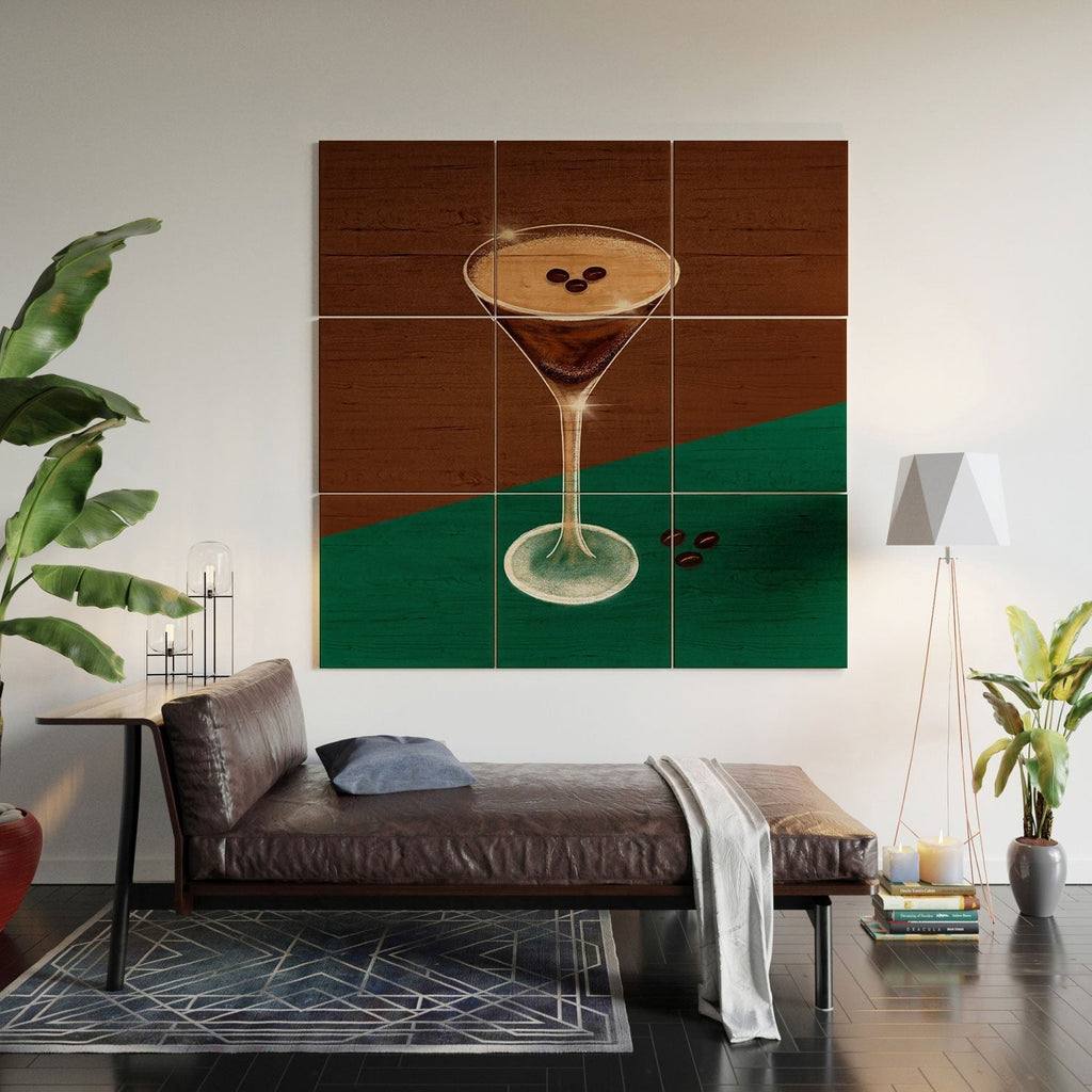 Design by Spark Expresso Martini Coffee Beans Wood Wall Mural