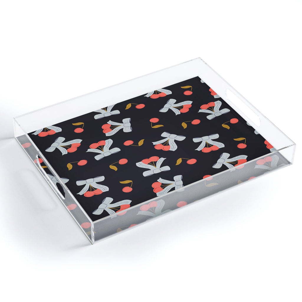 Jennifer Labre Cherries and Bows Acrylic Tray