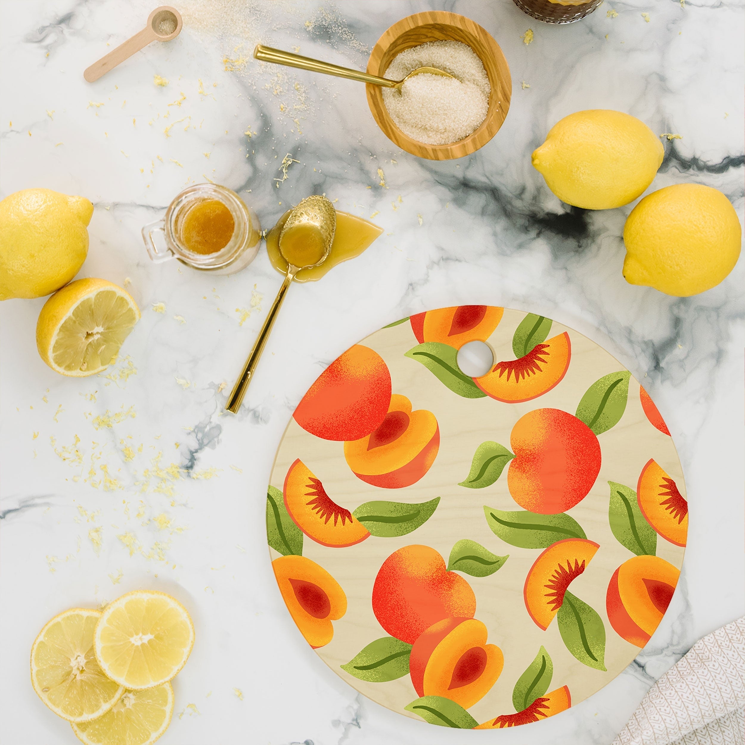 Jessica Molina Peach Pattern Cutting Board Round