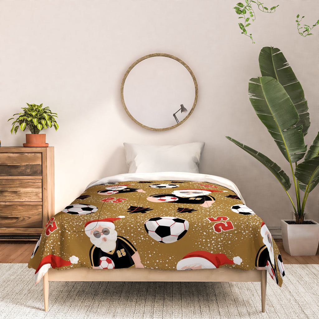 Design by Spark Sporty Soccer Santa Holiday Comforter