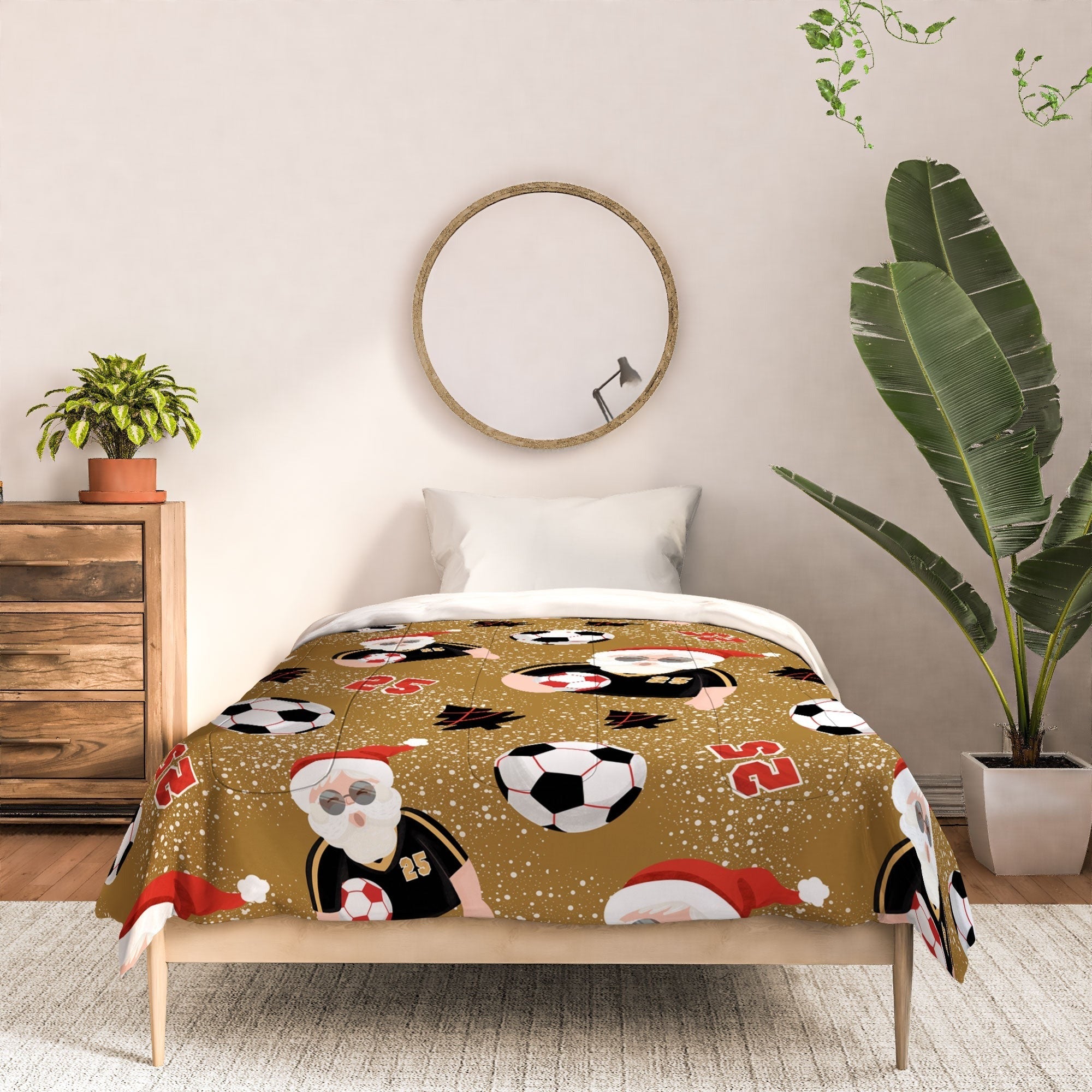 Design by Spark Sporty Soccer Santa Holiday Comforter