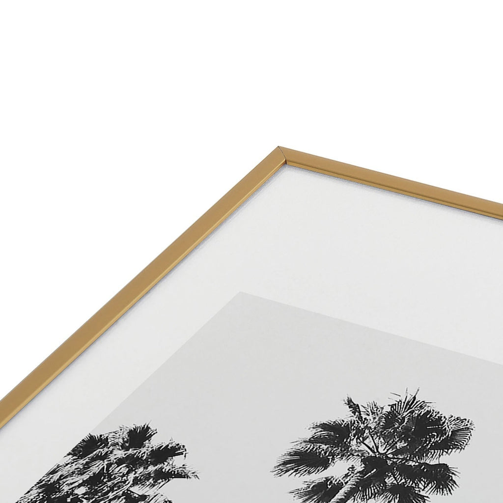 Gal Design Black And White Palms Metal Framed Art Print