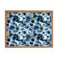 Ninola Design Botanic Retreat Ombre Abstract Watercolor Flowers Blue Navy Rectangular Tray
