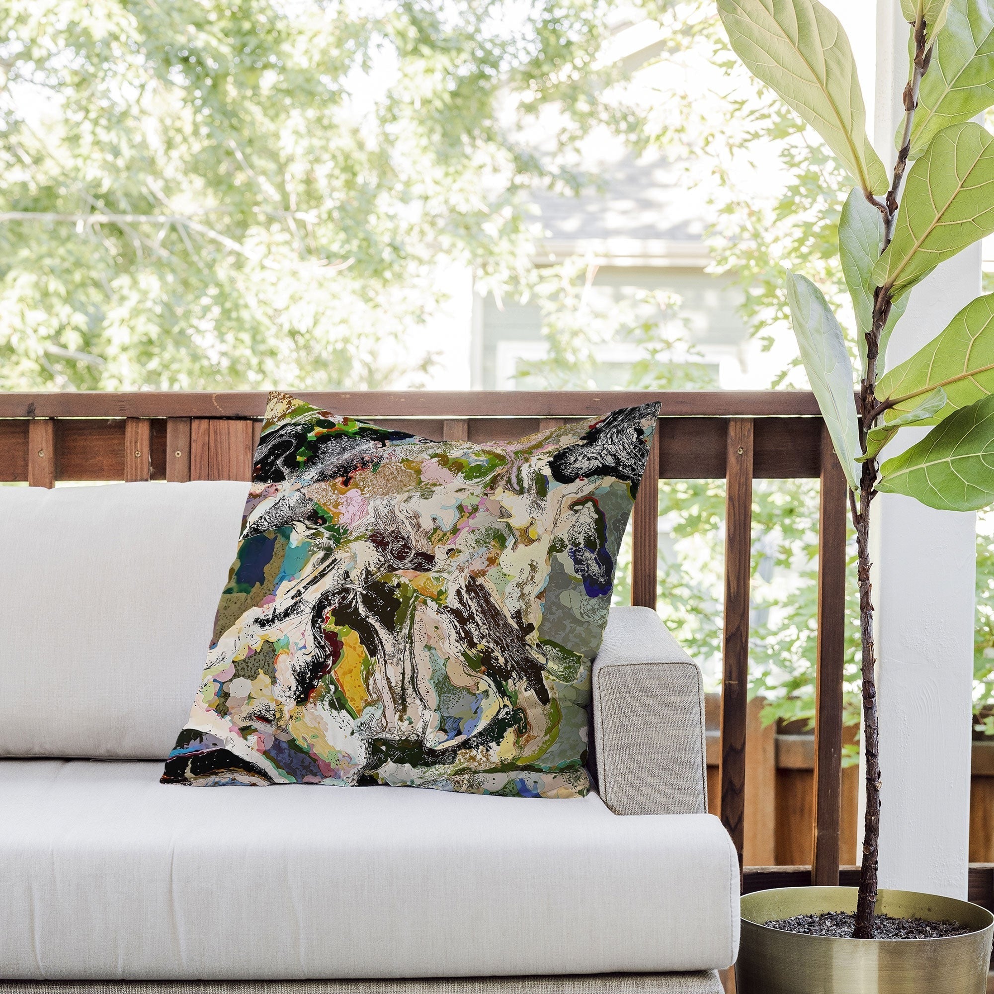 83 Oranges Echoes Beneath the Surface Outdoor Throw Pillow