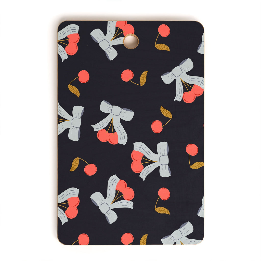 Jennifer Labre Cherries and Bows Cutting Board Rectangle