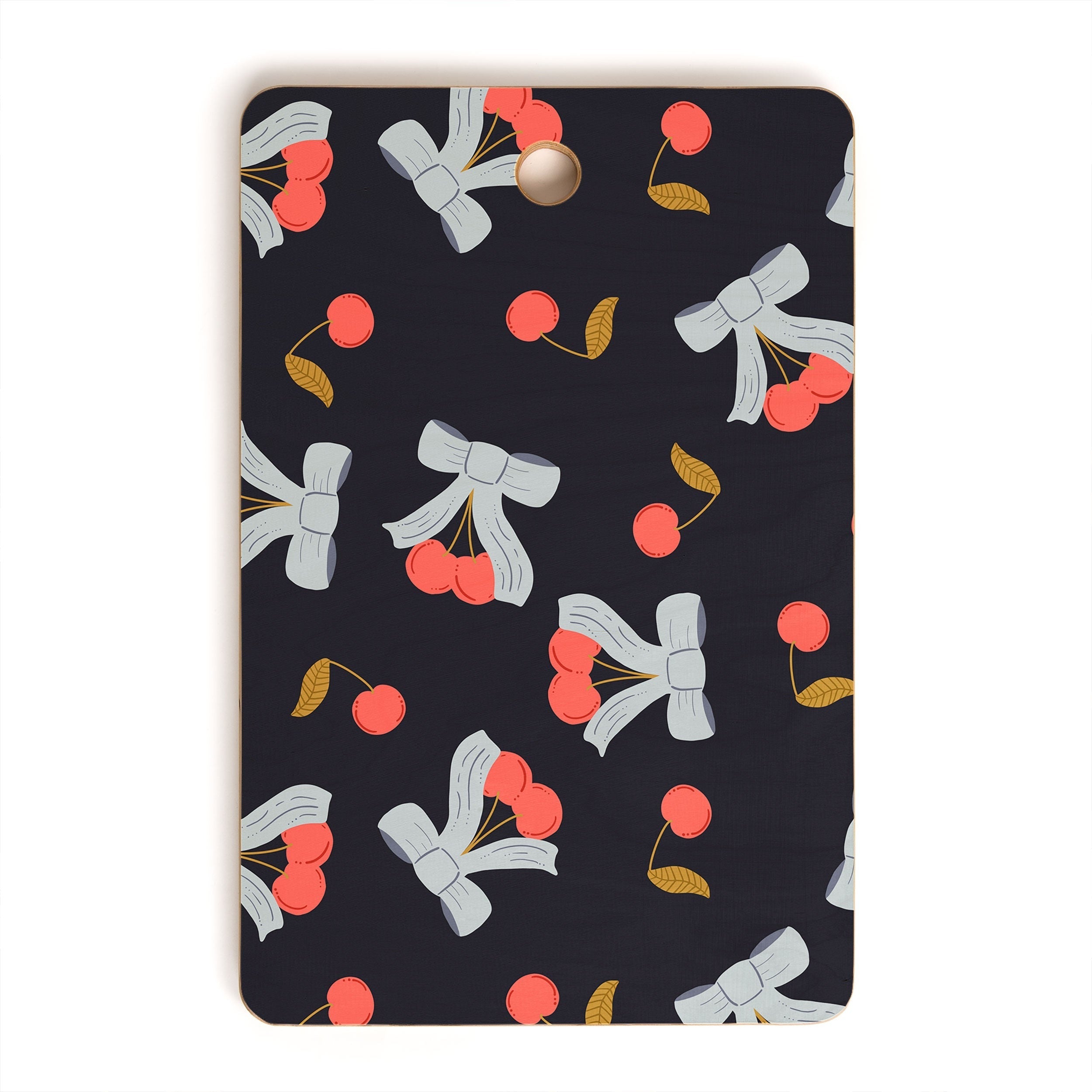 Jennifer Labre Cherries and Bows Cutting Board Rectangle