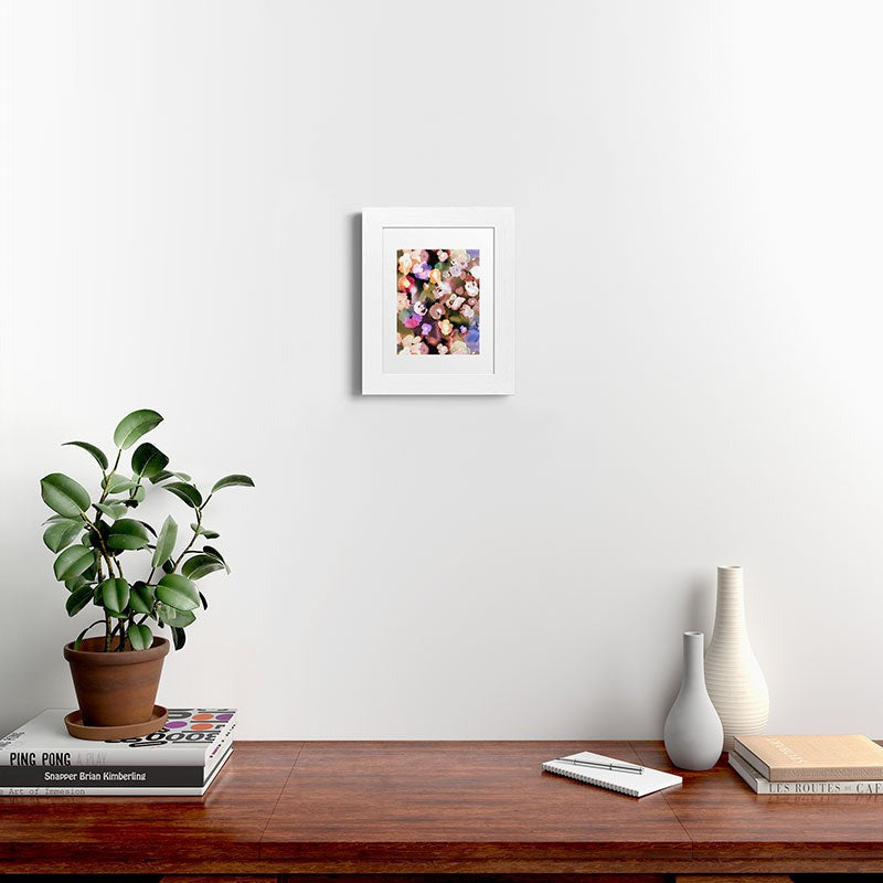 Ninola Design Botanic Retreat Ombre Abstract Watercolor Flowers Pink gold Framed Art Print