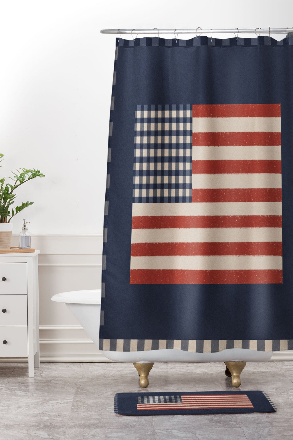 DENY Designs Gingham Flag Memory Foam Bath Mat