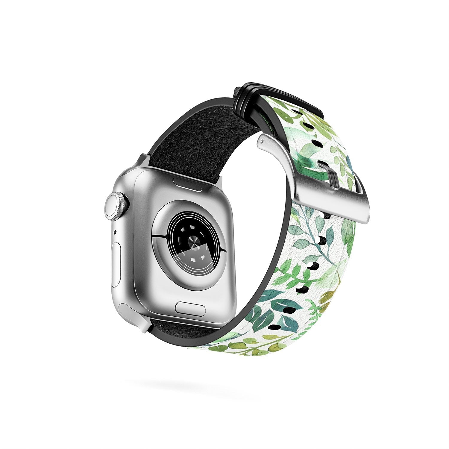 Ninola Design Botanic Retreat Loose Botanical Leaves Watercolor Green Apple Watch Band