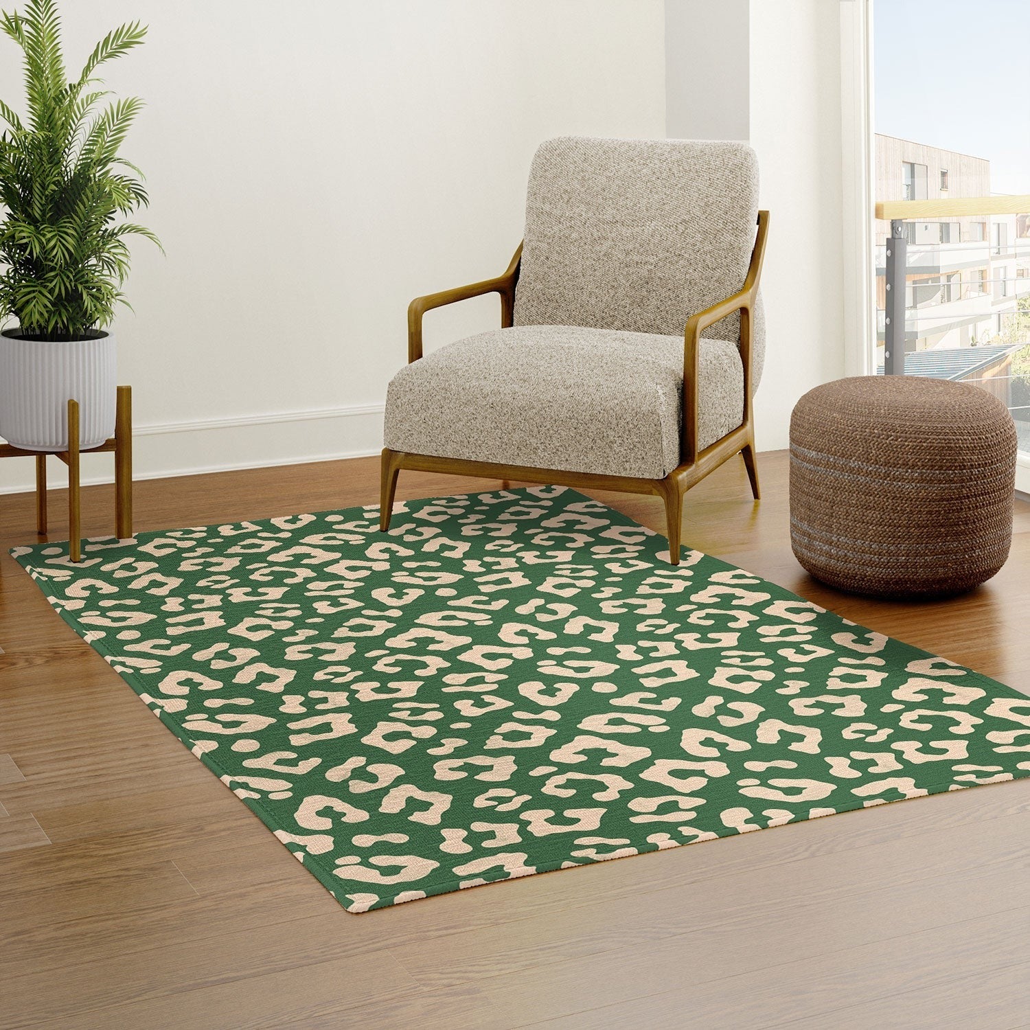 Avenie BR Cheetah Print In Green Area Rug