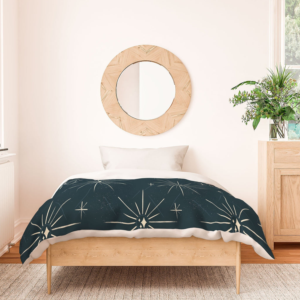 Little Om Pattern Little Moon navy Duvet Cover