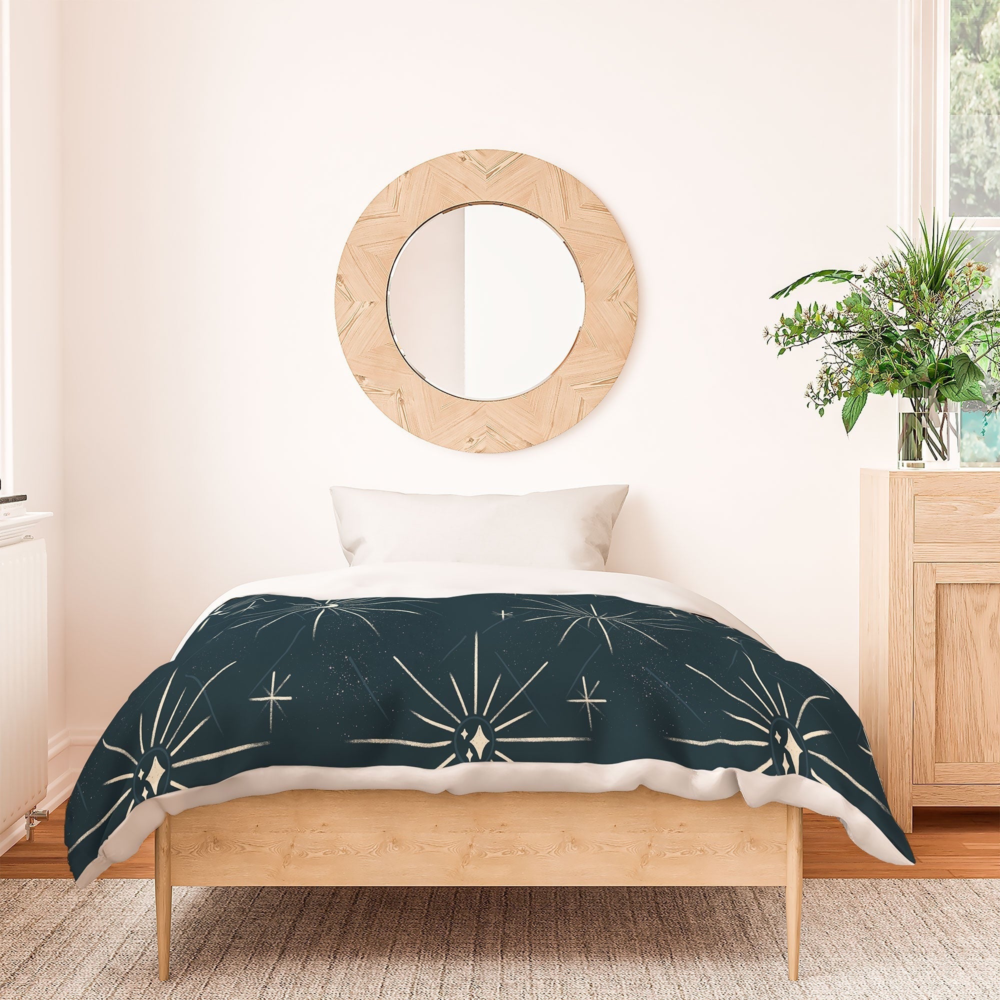 Little Om Pattern Little Moon navy Duvet Cover