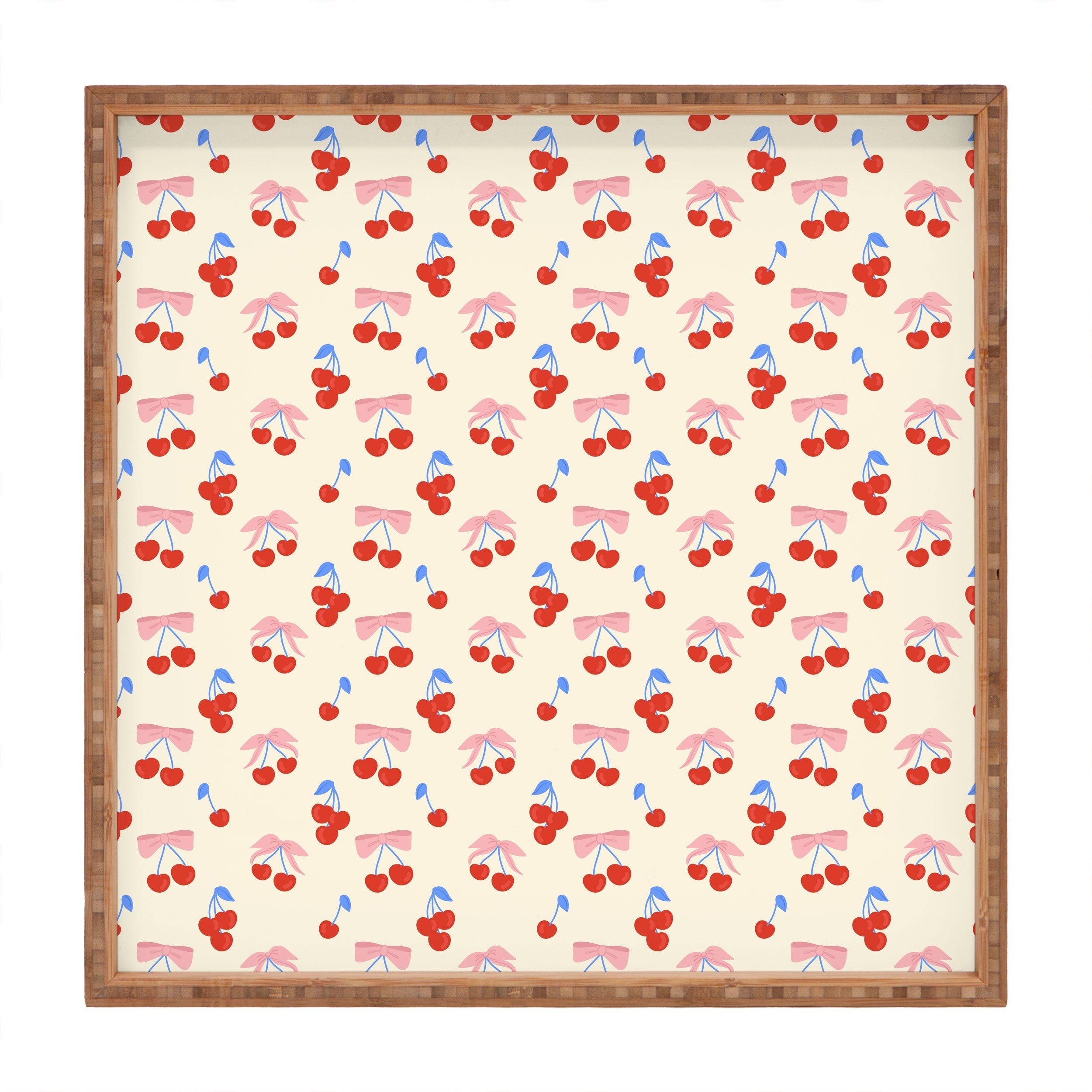 Design by Spark Cherries And Ribbons Square Tray