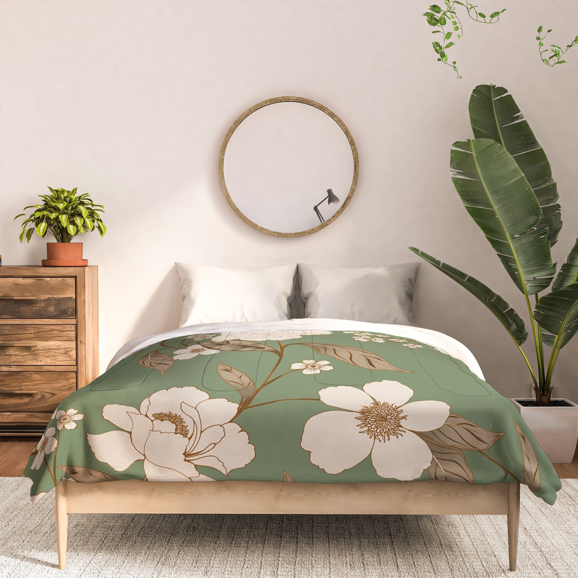 Gabriela Fuente Olive Floral Roberta Comforter