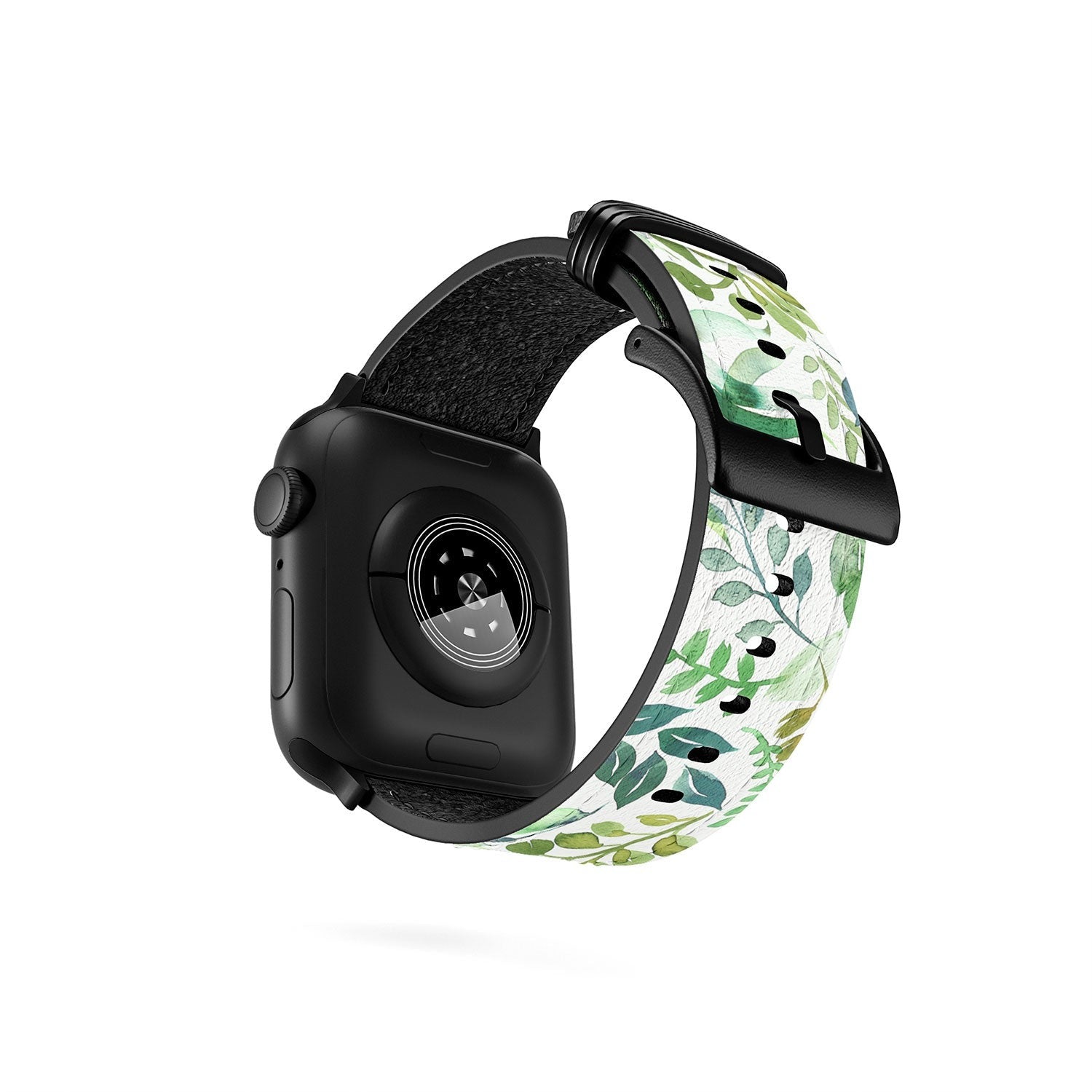 Ninola Design Botanic Retreat Loose Botanical Leaves Watercolor Green Apple Watch Band