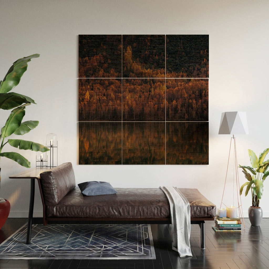 Hannah Kemp Fall Lake Wood Wall Mural