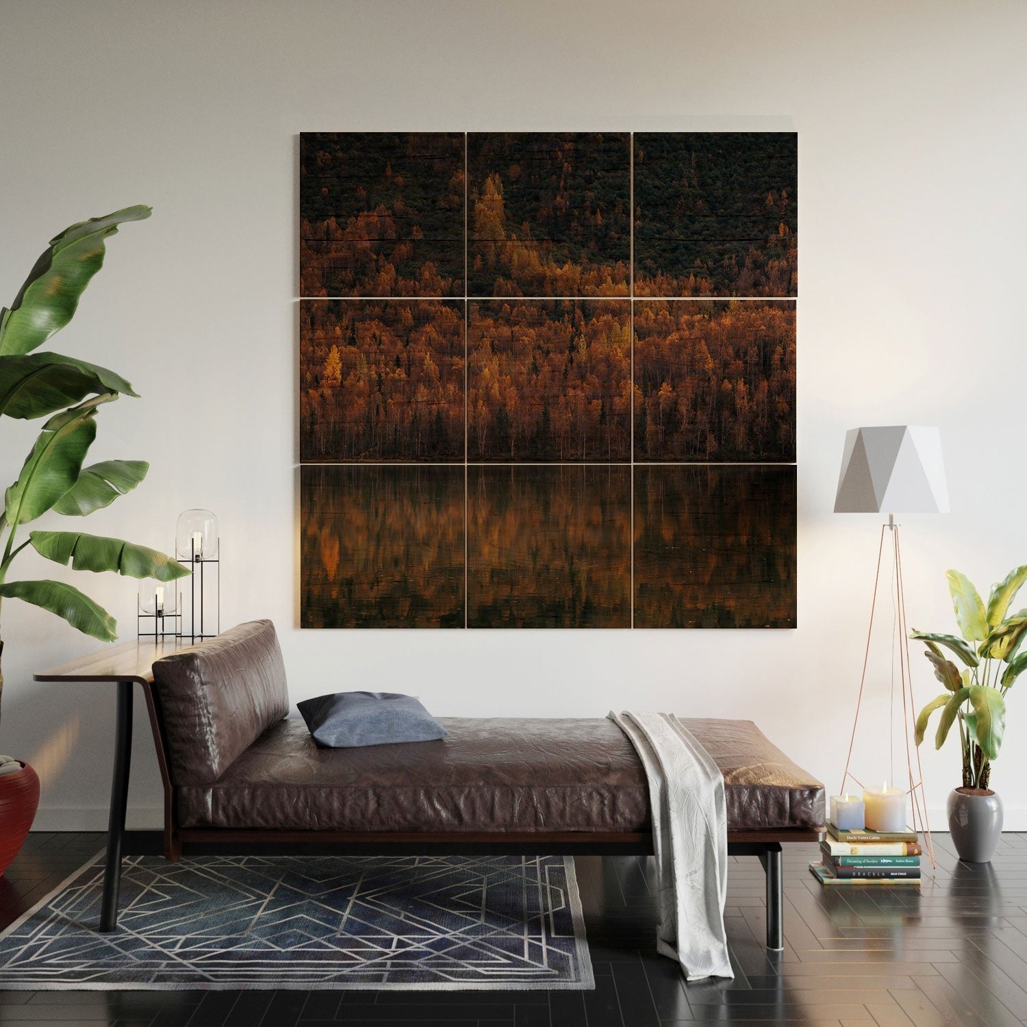 Hannah Kemp Fall Lake Wood Wall Mural
