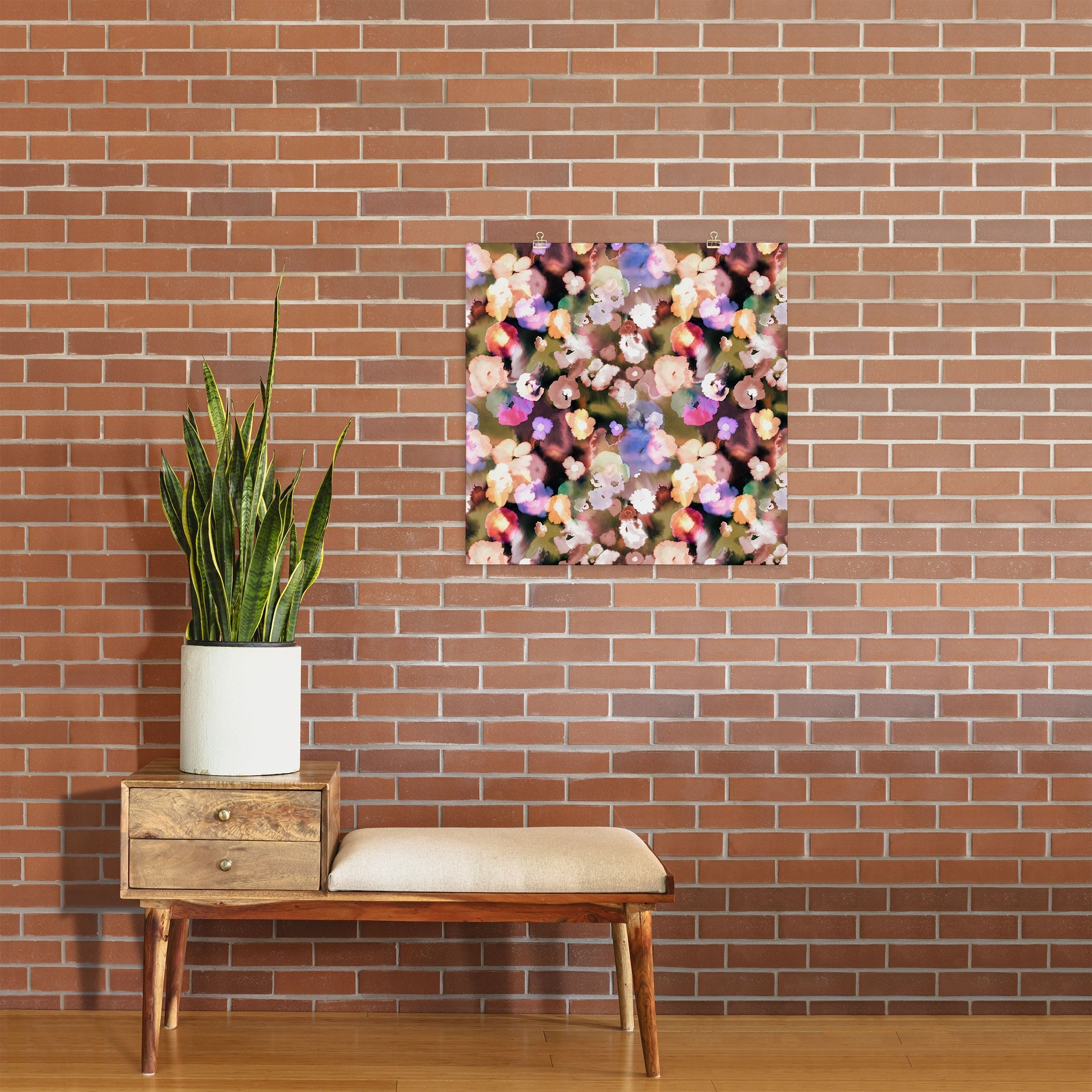 Ninola Design Botanic Retreat Ombre Abstract Watercolor Flowers Pink gold Art Print