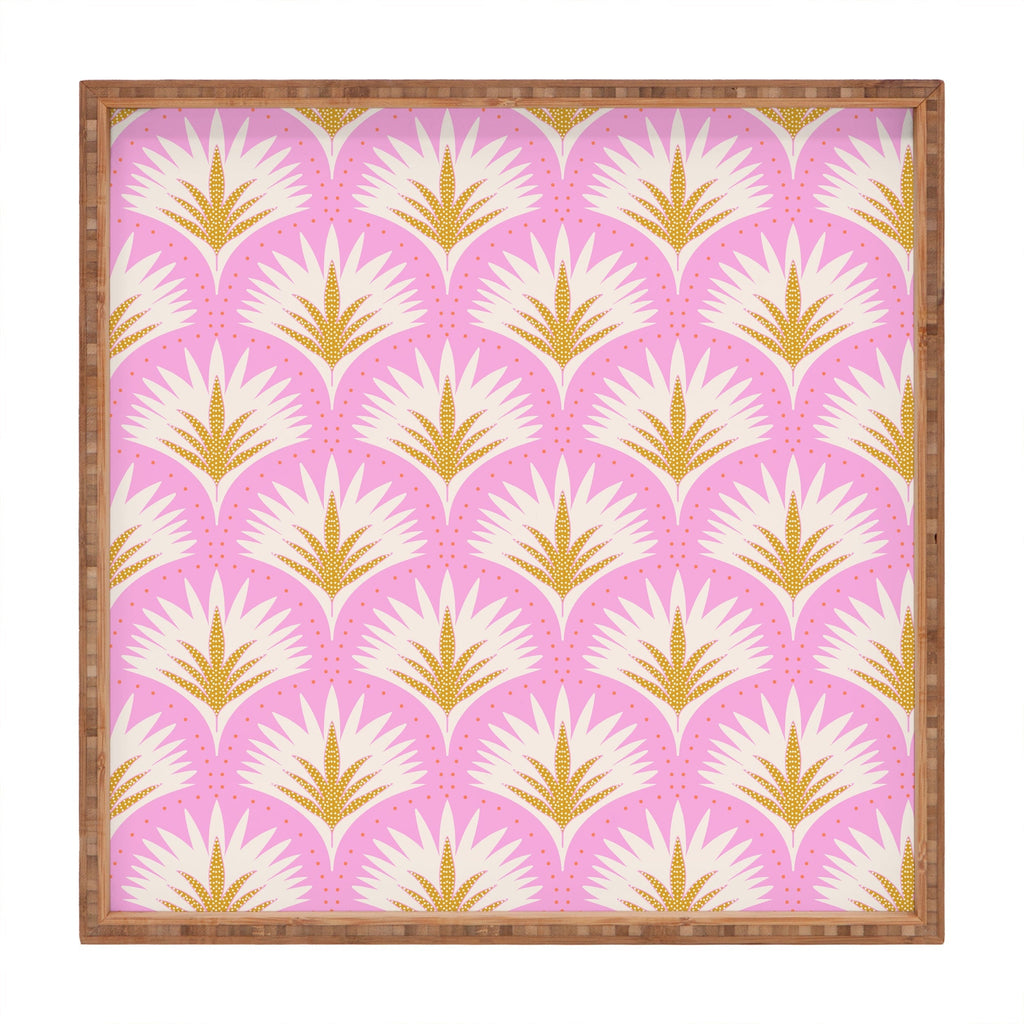 Jennifer Labre Pink Palmetto Square Tray