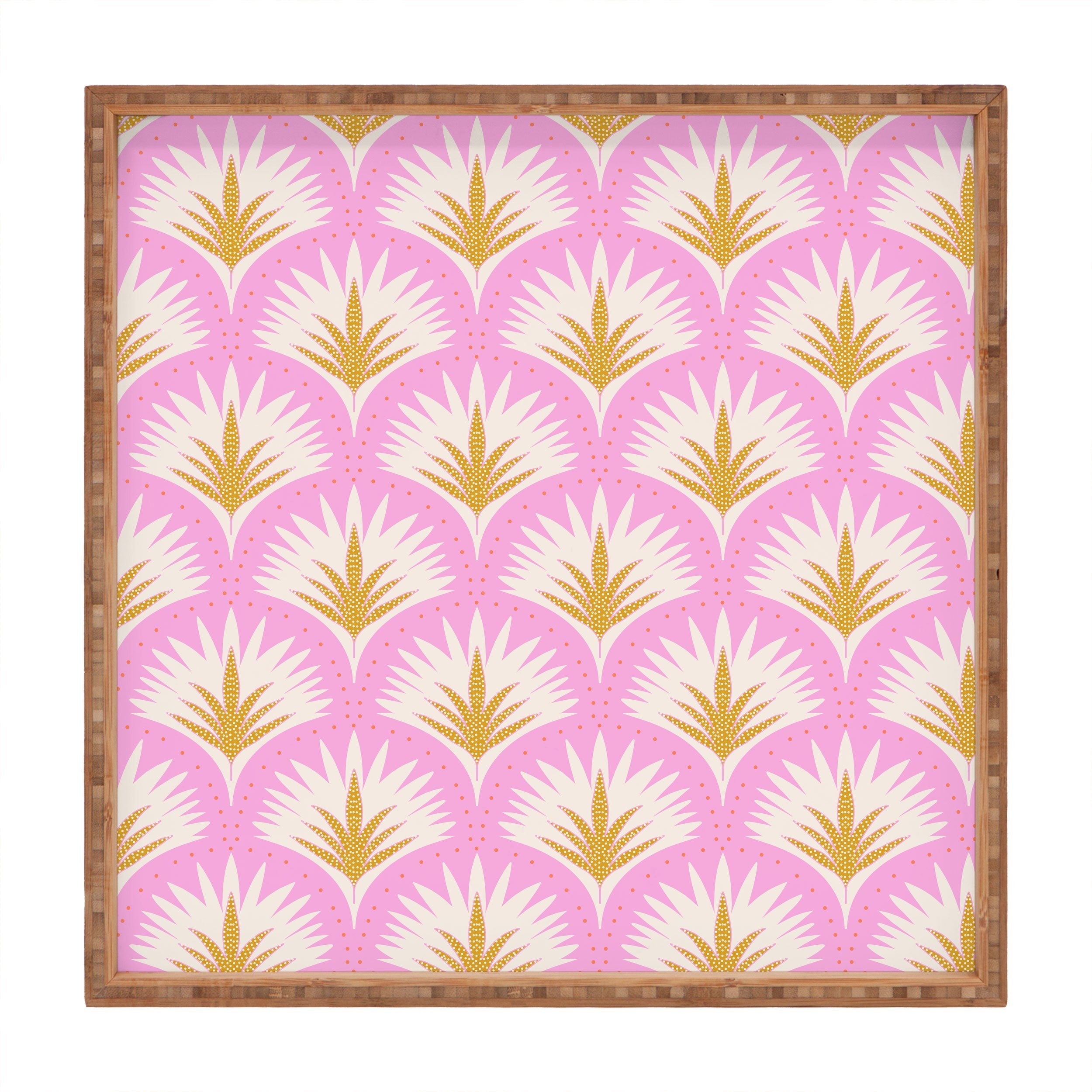 Jennifer Labre Pink Palmetto Square Tray