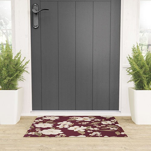 Gabriela Fuente Burgundy Floral Roberta Welcome Mat