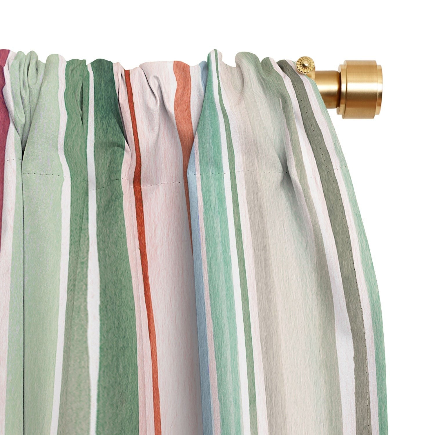 Ninola Design Botanic Retreat Watercolor Stripes Green Orange Red Blackout Non Repeat