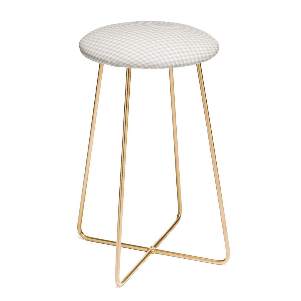 Colour Poems Gingham Plaid Pattern Cloud White Counter Stool