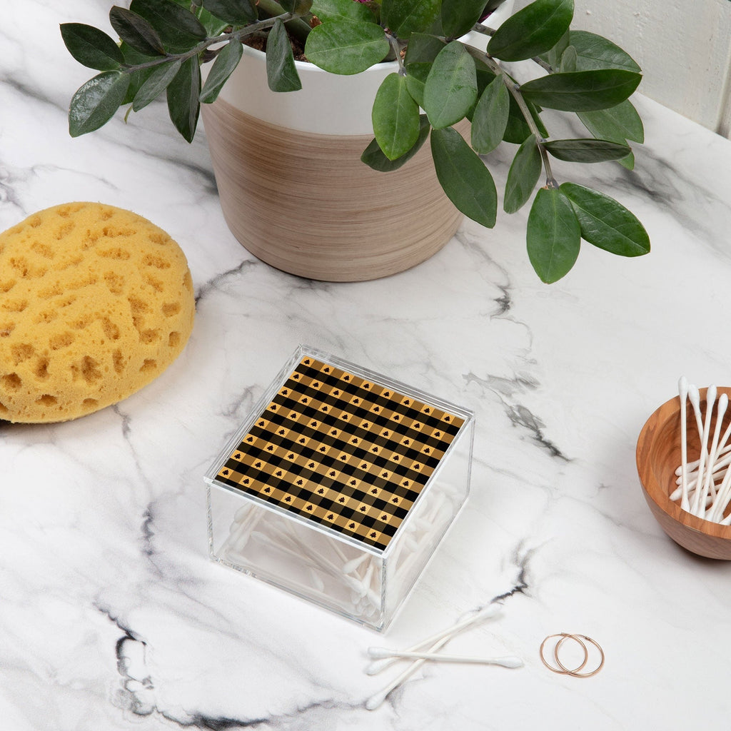 Design by Spark Black Gold Tree Tree Gingham Acrylic Box