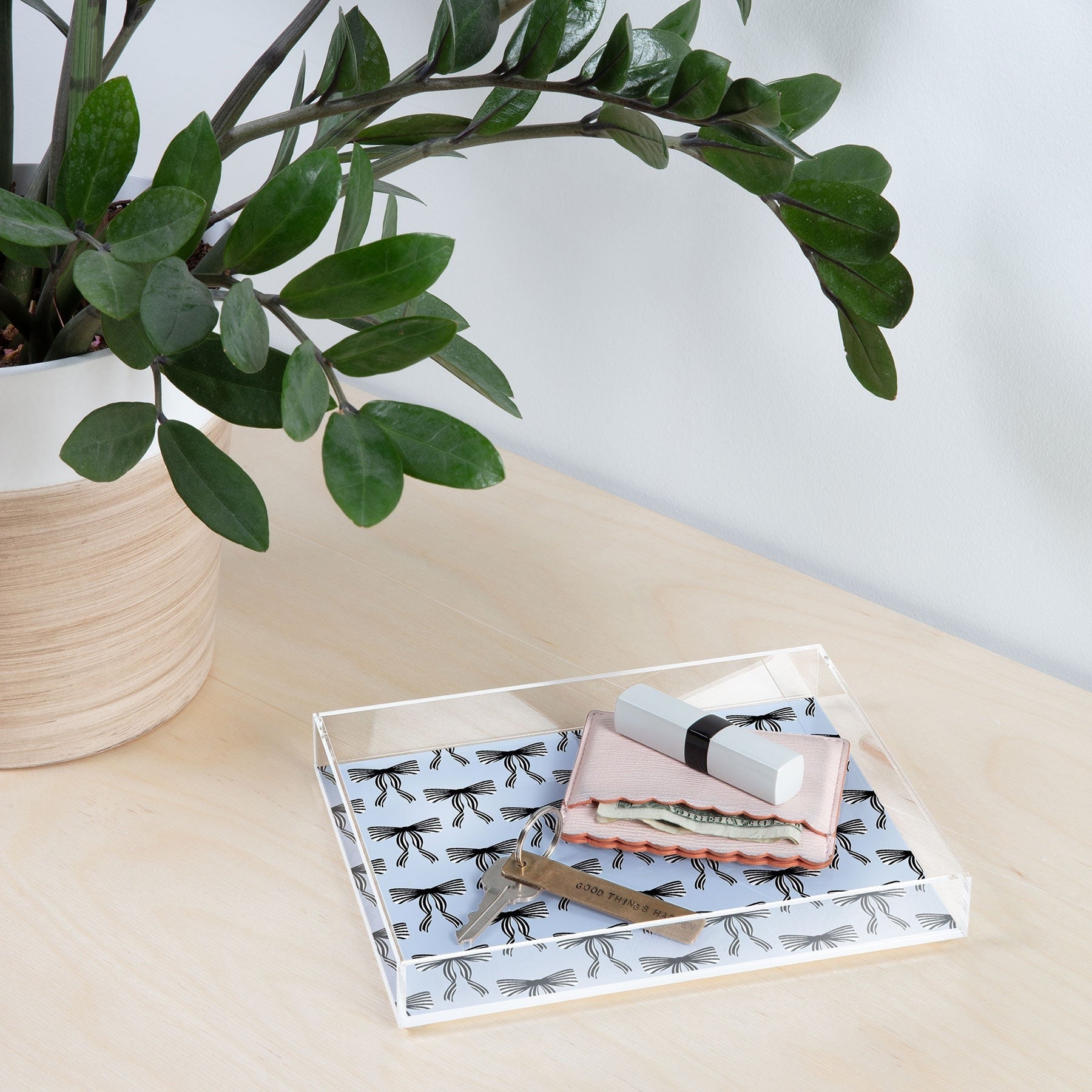 Design by Spark Black Striped Bows Acrylic Tray
