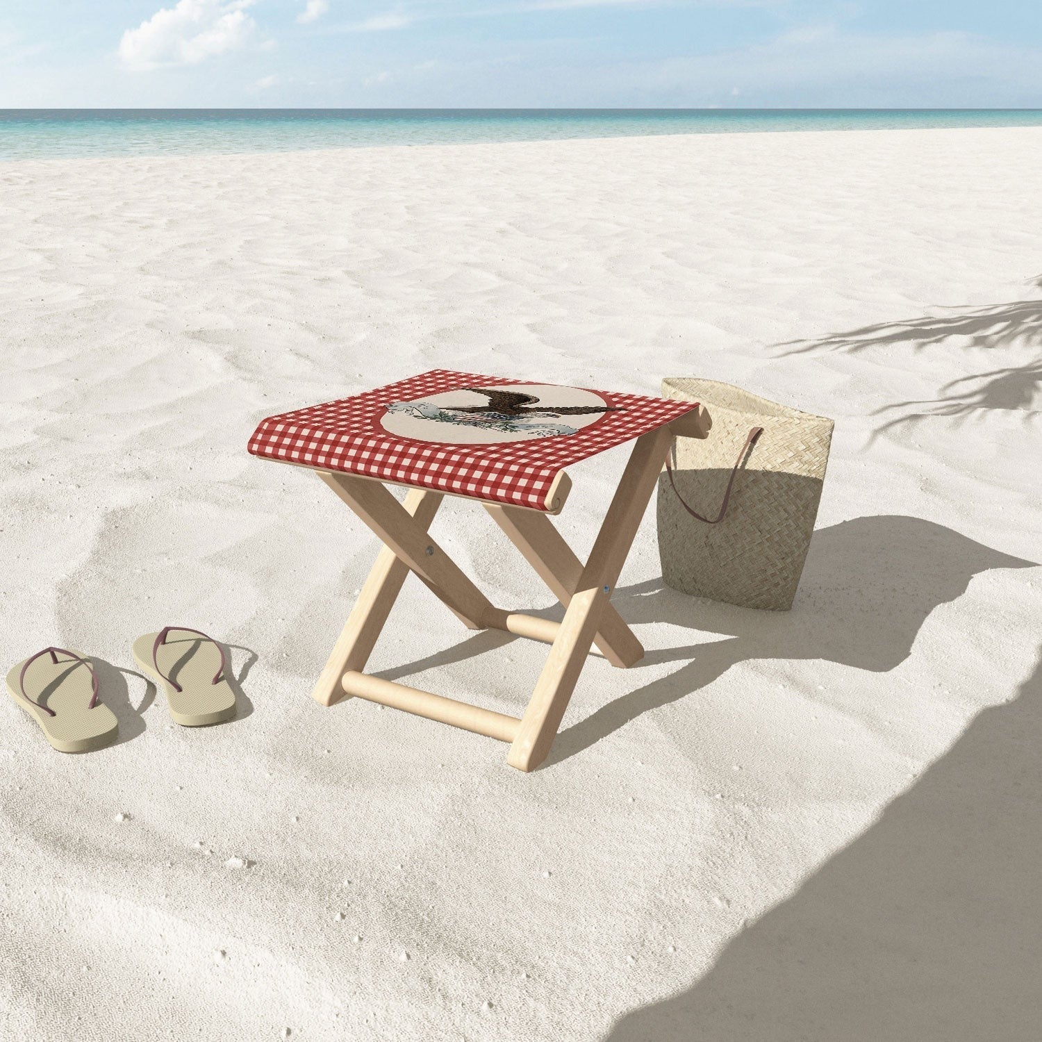 DENY Designs Gingham Eagle Folding Stool