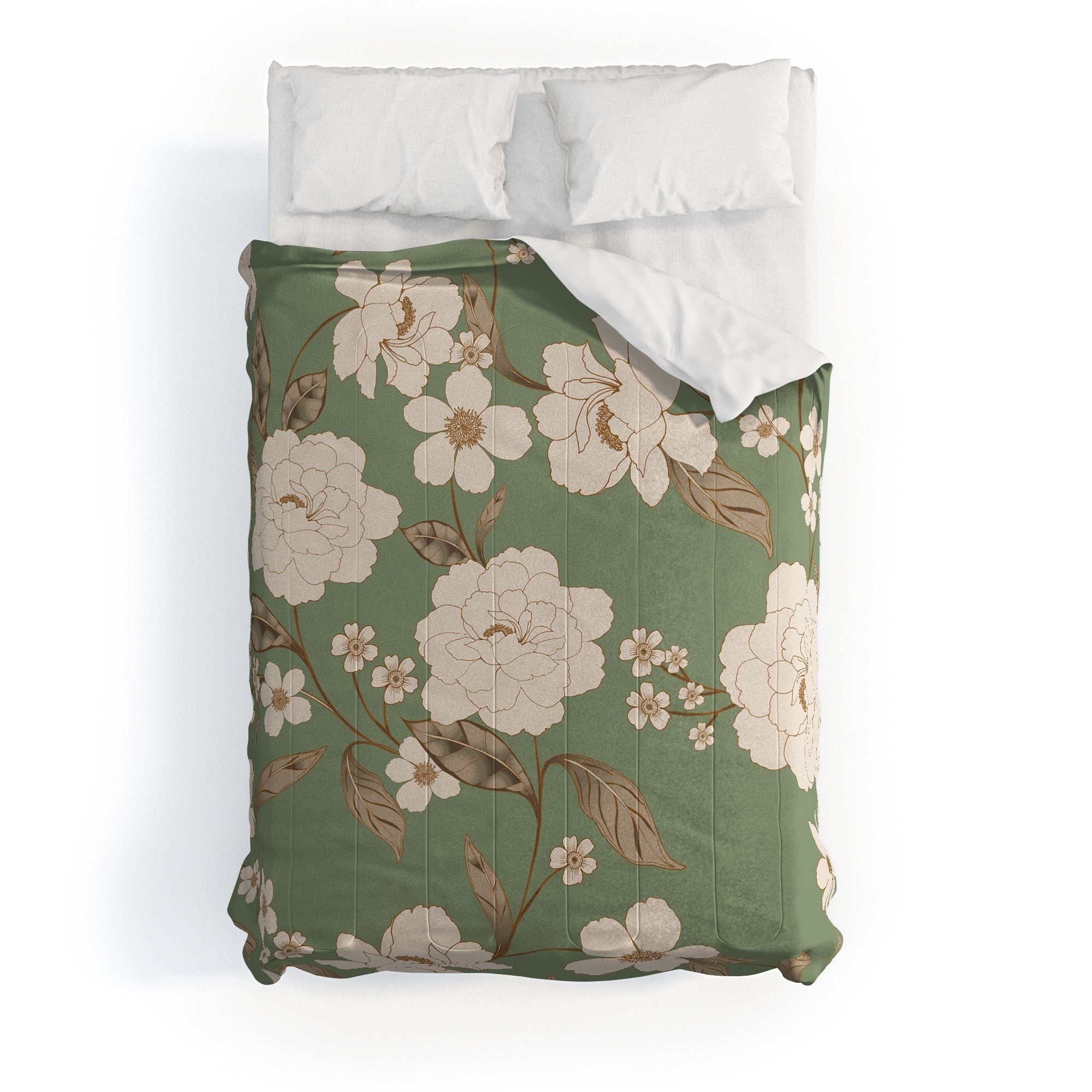 Gabriela Fuente Olive Floral Roberta Comforter
