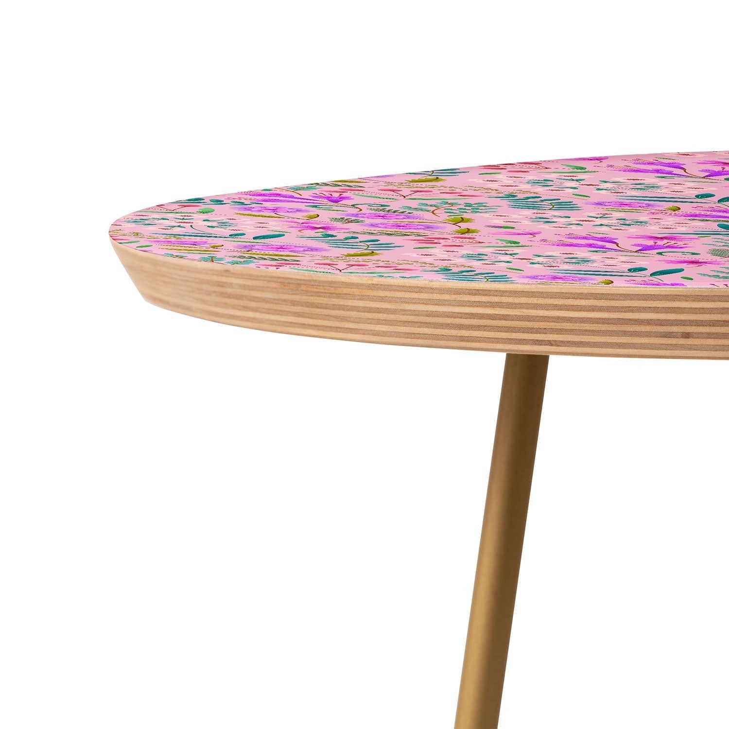 Pimlada Phuapradit Ditsy Purple Floral Half Drop Round Side Table