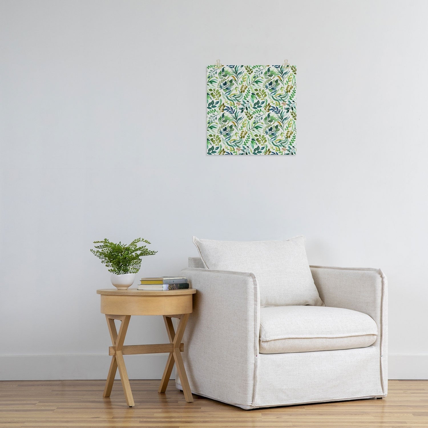 Ninola Design Botanic Retreat Loose Botanical Leaves Watercolor Green Art Print
