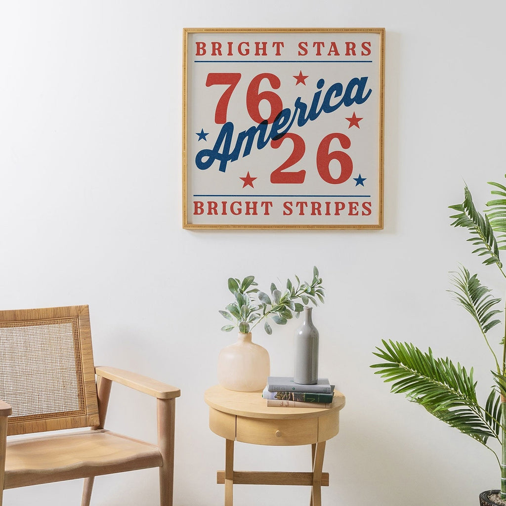 DENY Designs Bright Stars Bright Stripes Framed Wall Art