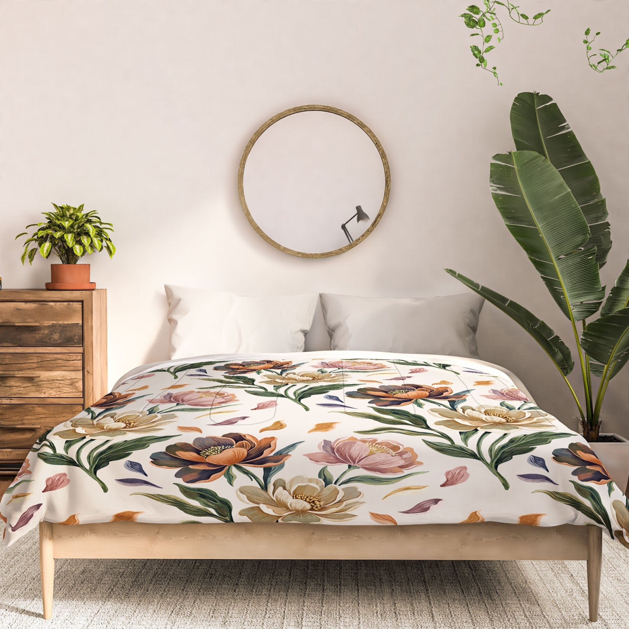 Marta Barragan Camarasa Hand Painted Peony Florals Comforter