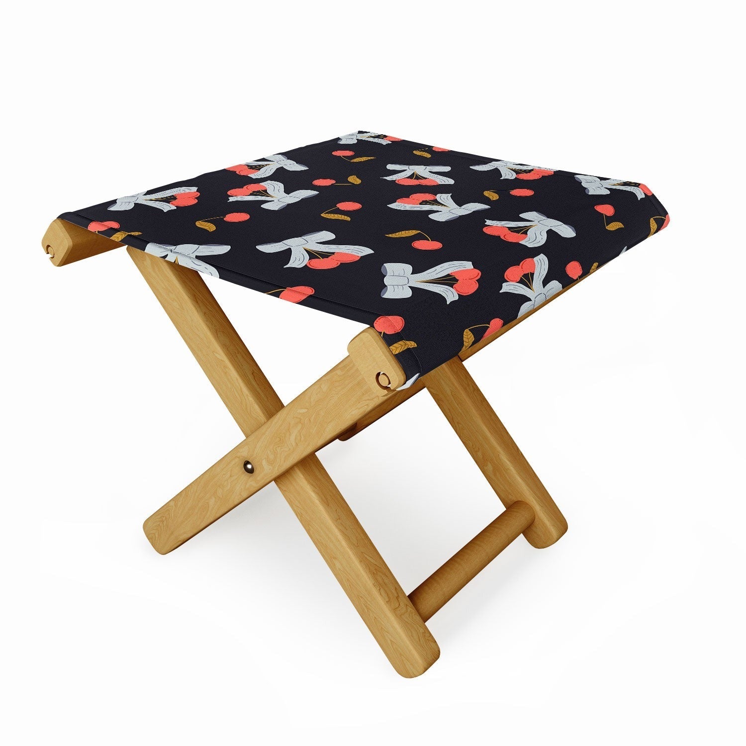 Jennifer Labre Cherries and Bows Folding Stool