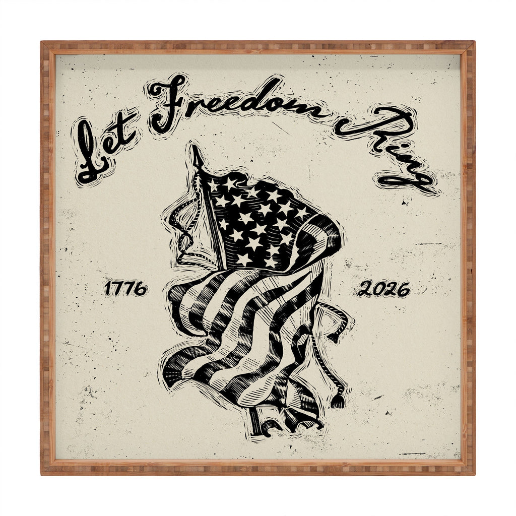 DENY Designs Let Freedom Ring Block Square Tray