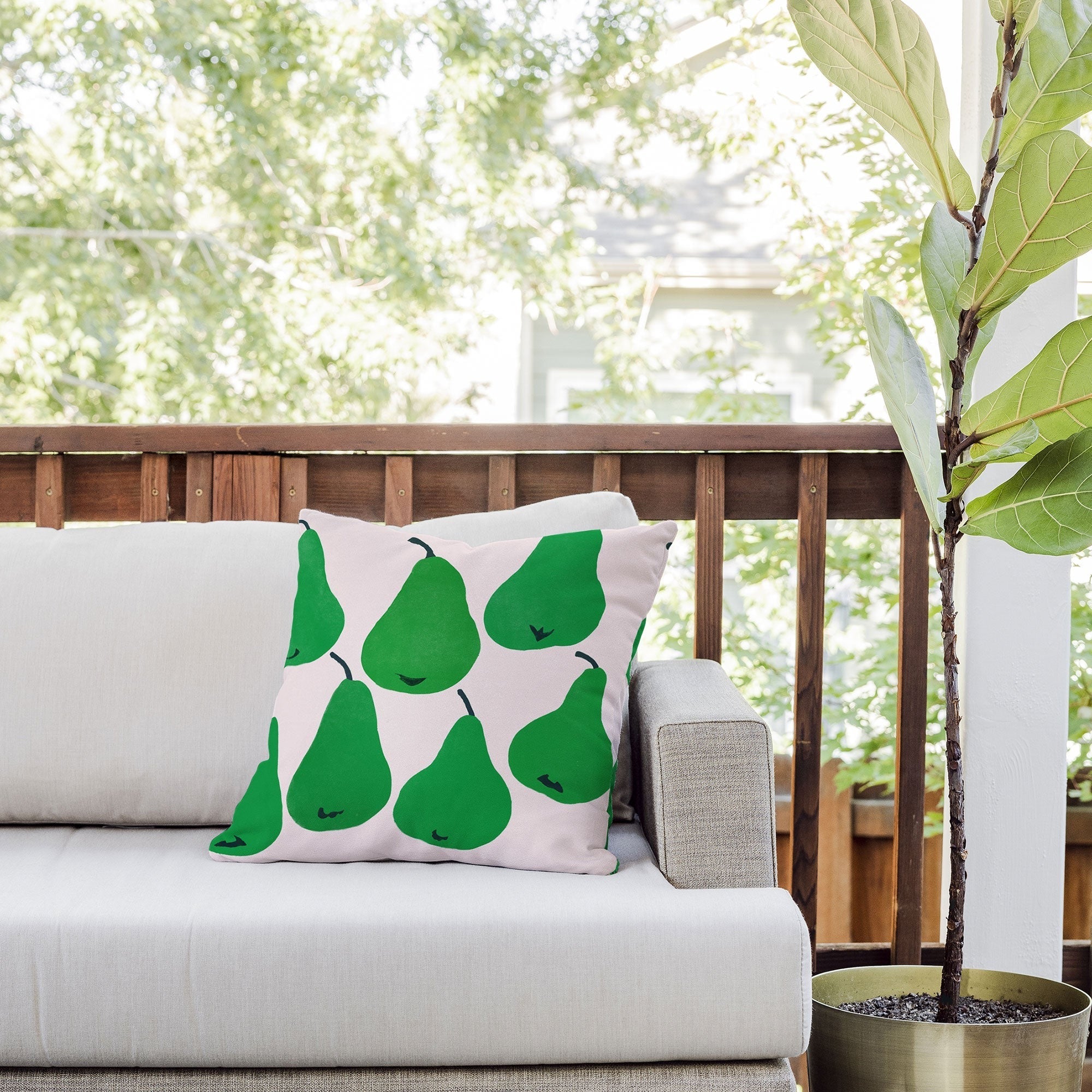 Garima Dhawan pears 1 Outdoor Throw Pillow