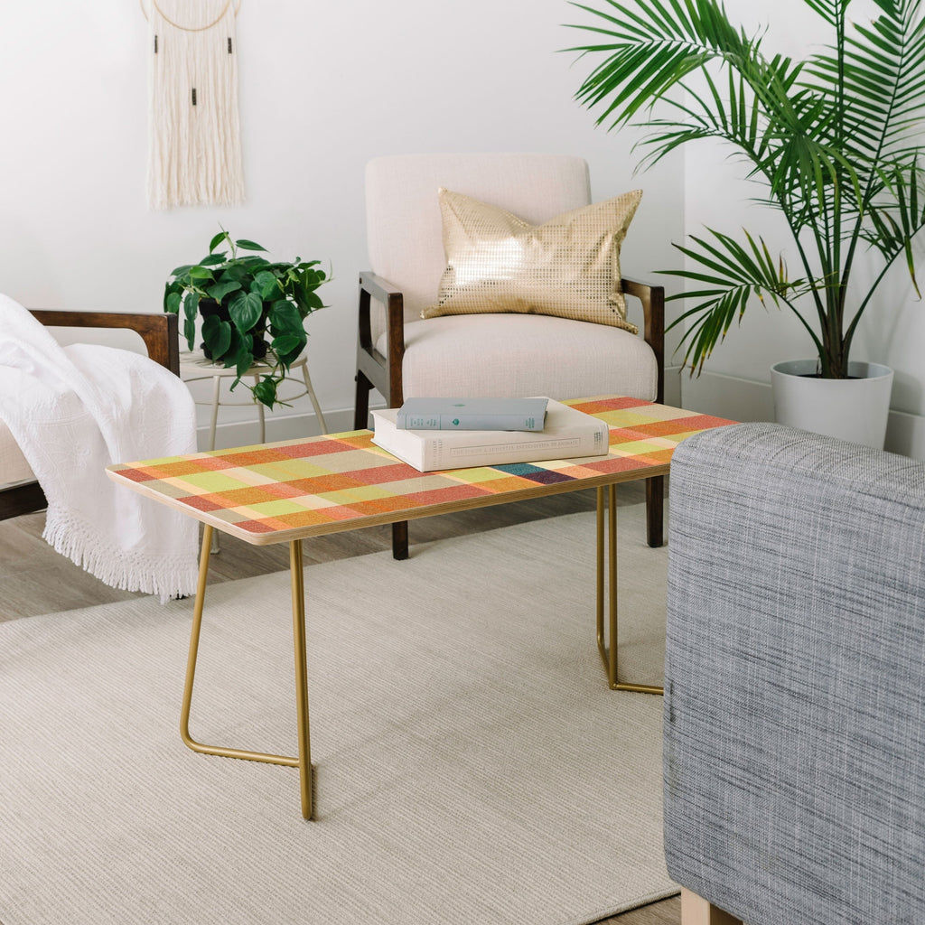Marta Barragan Camarasa Retro Picnic Plaid Warm Tones Coffee Table
