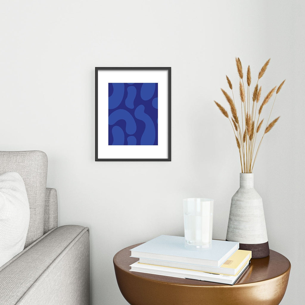 Camilla Foss Blue Pebble Metal Framed Art Print