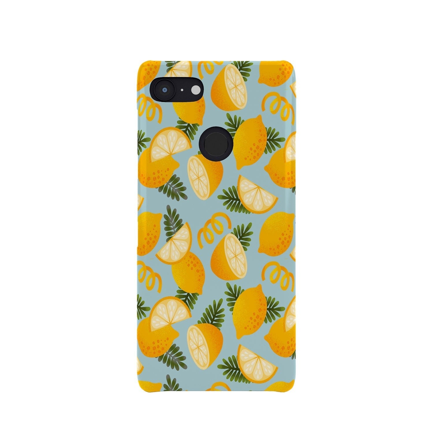 Jessica Molina Lemon Pattern on Sky Blue Phone Case