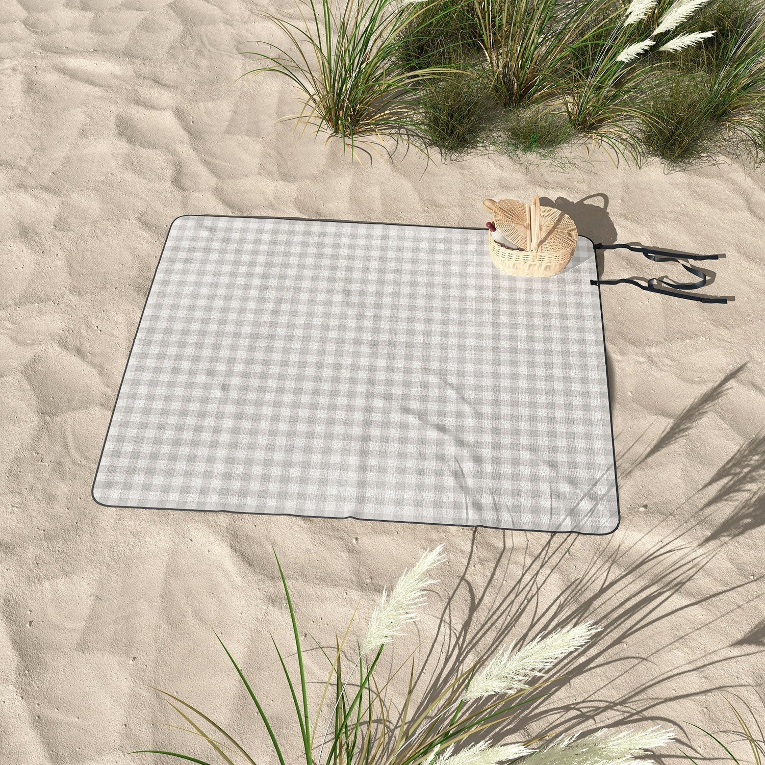 Colour Poems Gingham Plaid Pattern Cloud White Picnic Blanket