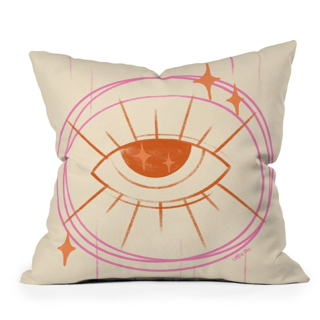 Little Om Celestial Eye cream Throw Pillow
