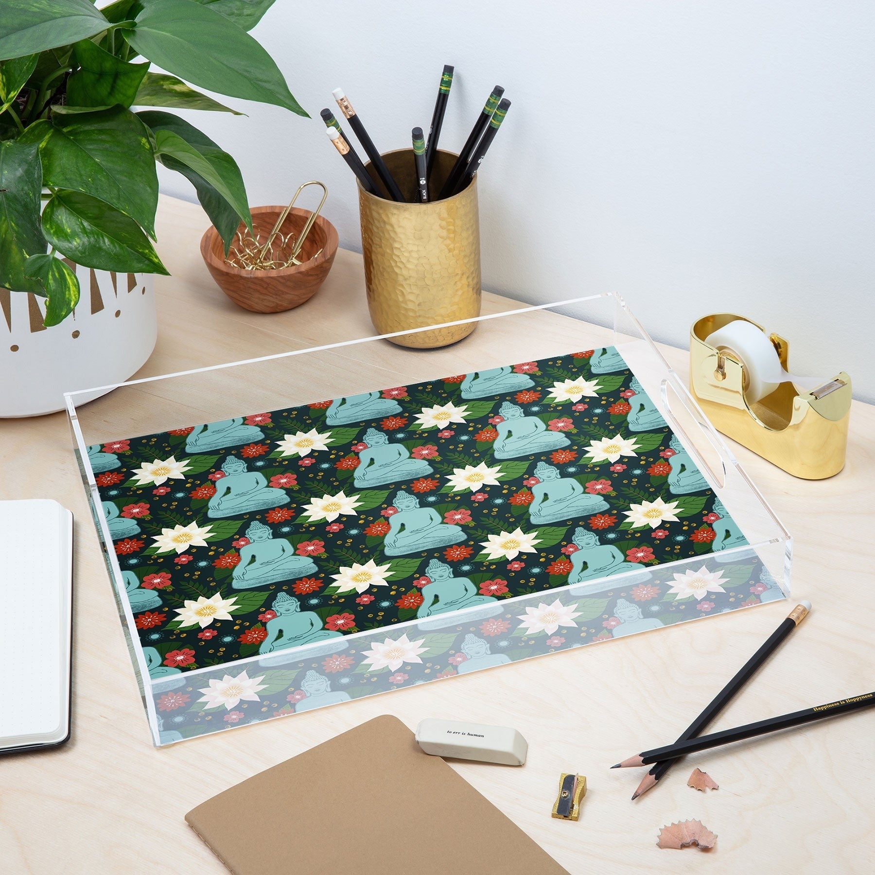 Design by Spark Meditating Lotus Buddha Acrylic Tray